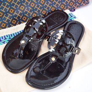 Tory Burch Miller sandals black patent leather